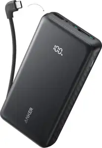 Anker Zolo Powerbank 20000 mAh, 22.5W with built-in USB-C cable, black