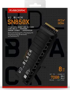 WD Hard Drive Black SN850X - 8TB - PCIe Gen4 NVMe - Black
