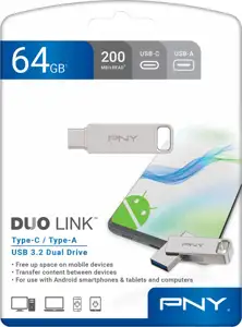 Stick USB-Stick 64GB PNY DUO LINK USB 3.2 OTG TYPE-A/C retail