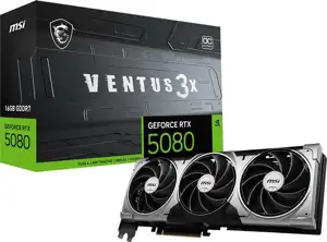MSI Video Card MS-V531 GeForce RTX 5080 16G 32 1420 VENTUS 3X OC BLACK 602-V531-Z171 802-V531-6 23 OBD MS-V531 VER 30 OPT DU GEFORCE RTX 5080 16G VENTUS 3X OC BLACK HDMI 1/DP 3/ATX/TRIPLE FAN/OC/16G
