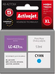 Activejet AB-427CNX Brother printer ink cartridge, replacement for Brother LC-427CXL; Supreme; 53 ml; light blue