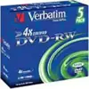 DVD-RW Verbatim, Kapacitet 4.7GB, 5 komada, Brzina 4x