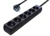 Transmedia 6-way Schuko Outlet power strip. Black