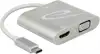 Razdjelnik DELOCK, USB-C (M) na HDMI (Ž) i VGA (Ž), srebrni