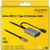 Adapter DELOCK, USB-C (M) na USB 3.1 (Ž), aktivni, sivi, 5.0m