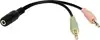 Cable Audio/Mic splitter adapter 3.5", 1 female to 2 male, 15 cm, Logilink