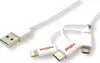 Roline USB2.0 kabel za punjenje i prijenos podataka, 8pin + MicroB + Type-C, 1.0m, bijeli