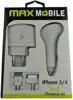 MAXMOBILE SET PUNJAČA 3U1 IPHONE 3/4 i MIKRO USB 1000mah