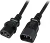 Kabel za napajanje, IEC320 C13 Ž ravni -> C14 M ravni 1,0 m, crni