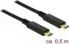 DeLOCK 83042 USB 3.1 Gen 2 (10 Gbps) Kabel PD 3 A E-Marker USB Typ-C Stecker auf USB Typ-C Stecker 0.5m schwarz