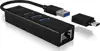 HUB 3Port ICY BOX 1xUSB-C Adapter 1xGigabit LAN Ethernet passiv Black