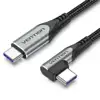 Vention USB 2.0 C Male Right Angle to C Male 5A Cable 2M Gray