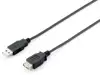 USB 2.0 kabel A->A M/Ž 3,0 m, dvostruko oklopljen, crni