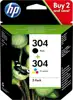HP 304 Combo Pack - 2-pack - black, dye-based tricolor - original - ink cartridge