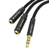 Vention 3.5mm Male to 2*3.5mm Female Stereo Splitter Cable 0.3M Black