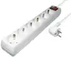 Transmedia 6-way power strip, White, 1,4m