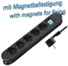 Transmedia 5-way power strip, switch, illuminated, black, 2m