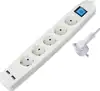 Transmedia 5-way power strip with 2x USB, white, 5m
