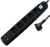 Transmedia 5-way power strip with 2x USB, black, 3m