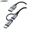 Ugreen USB-A to Micro USB + USB-C cable braided 1m