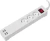 Transmedia Smart 3-way power strip with 4 USB charging ports (total 5V 2,1A)