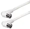 Transmedia IEC plug to IEC jack, Angled, 1,5m, White