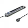 Qoltec Surge protector | 6 slots | 5m | Grey