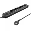 Qoltec 6 gniazd 3.0m czarna