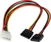 12in LP4 to 2x SATA Power Y Cable Adapter - Molex to to Dual SATA Power Adapter Splitter - power adapter
