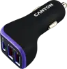 CANYON C-08, Universal 3xUSB car adapter, Input 12V-24V, Output DC USB-A 5V/2.4A(Max) + Type-C PD 18W, with Smart IC, Black+Purple with rubber coating, 71*39*26.2mm, 0.028kg
