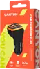 CANYON C-08, Universal 3xUSB car adapter, Input 12V-24V, Output DC USB-A 5V/2.4A(Max) + Type-C PD 18W, with Smart IC, Black+Orange with rubber coating, 71*39*26.2mm, 0.028kg