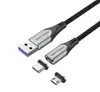 Vention USB 2.0 A Male to 2-in-1 Micro-B USB-C Male 5A Magnetic Cable 1m, Gray