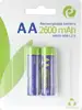Gembird Ni-MH rechargeable AA batteries, 2600mAh, 2pcs blist