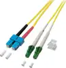 Opt. prespojni kabel LC-APC/SC duplex 9/125µm OS2, LSZH, žuti, 20,0 m