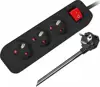 Lanberg 3 sockets PL 3.0m black with switch