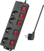 LogiLink 4 utičnice 1,5m crne