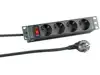 Strujna priključnica, 10" 1U, 4xSchuko/16A, prekidač, ALU, crna, kabel 2,0 m