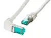 S/FTP prespojni kabel Cat.6a LSZH Cu AWG27, sivi, 0,25 m, s 1 kutnim konektorom