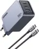 Kućni punjač UGREEN Nexode Pro, 100W, 2x USB-C, USB-A, USB-C kabel, GaN, sivi