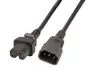 Kabel za napajanje, IEC320 C15 Ž ravni -> C14 M ravni 1,0m, crni