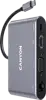 CANYON  8 in 1 USB C hub, with 1*HDMI: 4K*30Hz, 1*VGA, 1*Type-C PD charging port, Max 100W PD input. 3*USB3.0,transfer speed up to 5Gbps. 1*Glgabit Ethernet, 1*3.5mm audio jack, cable 15cm, Aluminum a