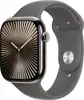 Apple Watch Series 10 GPS + Cellular 46mm Natural Titanium Case with Stone Grey Sport Band - S/M
