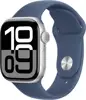 APPLE Watch Series 10 GPS + Cellular 42mm Silver Aluminium Case with Denim Sport Band - M/L