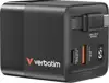 Verbatim GaN zidni punjač 65W, USB-C kabel na izvlačenje + 1×USB-A + 1×USB-C
