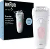 Epilator Braun Silk-épil 5-000, bijelo/roza, s četkicom za čišćenje