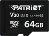 Patriot VX Series 64GB MicroSDXC V30 Class 10 UHS-I U3 4K UHD Memory Card PSF64GVX31MCX
