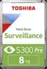 HDD Video Surveillance TOSHIBA S300 PRO 8TB CMR, 3.5'', 512MB, 7200RPM, SATA, 64 cameras, 24/7, TBW: 300