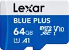 Micro SDXC card Lexar Blue Plus, 64GB, 100MB/s, U1, V10, A1, UHS-I, adapter