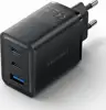 Vention 3-Port USB (C C A) GaN Charger (65W 65W 30W) EU-Plug, Black