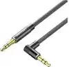 Vention Cotton Braided 3.5mm Male to Male Right Angle Audio Cable 1m, Black
